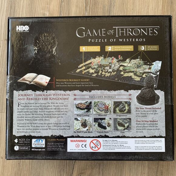 Game of Thrones Puzzle Westeros 3D Jigsaw Puzzle 4D Cityscape HBO 30" x 18" EUC - Picture 5 of 12